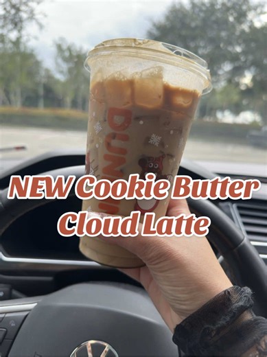 New Cookie Butter Cloud Latte 🤎☕️ @Dunkin' I NEED this coffee so bad right now!!! I look exhausted but hey this is real life lol 🥱😅 #cookiebutter #biscoff #coffee #new