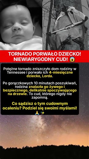 Dziecko tornado znalezione na drzewie
