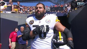 Alejandro Villanueva, a veteran who served in the Army was the only Steeler to come out for the National Anthem, standing in the tunnel. | CBS Sports