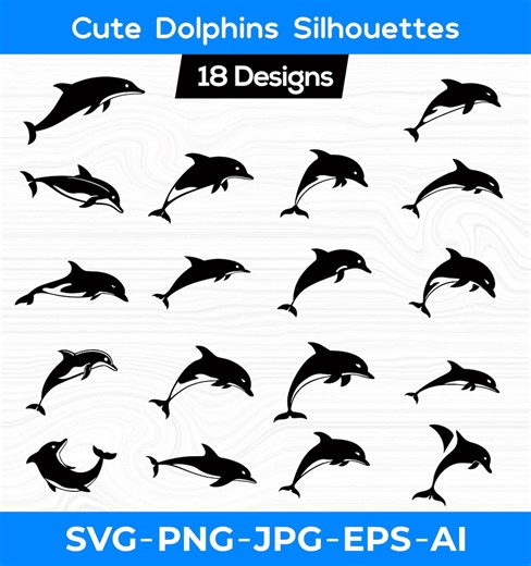 Dolphin SVG Bundle | Layered Cartoon Cut Files (digital Download) - Etsy