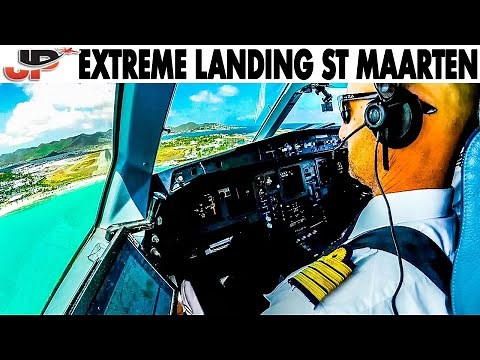Extreme St Maarten Airport | Airbus A340 COCKPIT VIEWS
