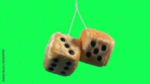 Furry Dice Inside Car Or Truck Bumpy Ride Greenscreen