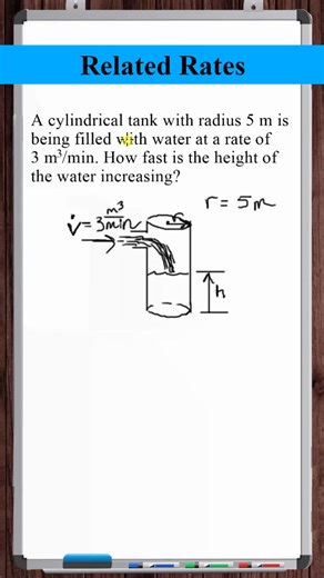 Related Rates - Determine the rate of change of the height of water in a tank #relatedrates #calculus