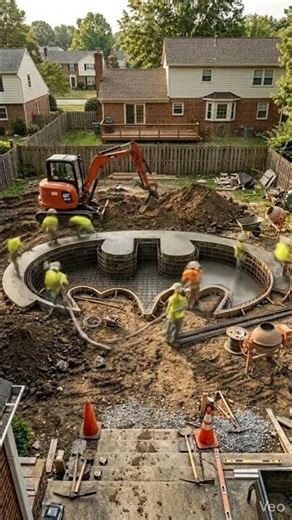 Turning a Backyard Into a Batman Logo Pool | Full Construction Timelapse #timelapse #backyard #pool