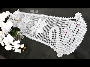 Caminho de Mesa em Crochê File Cisne 1°Parte
