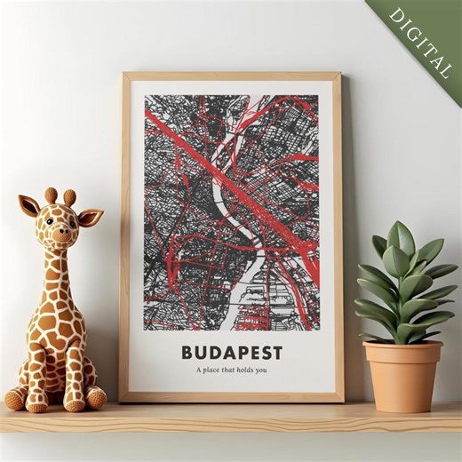 Budapest City Map Digital Download | Printable Hungary Map | Boho Home Decor - Etsy Australia