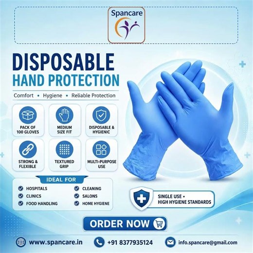 Disposable Gloves (Medium Pack of 100) | Reliable Hand Protection for Medical & Food Use