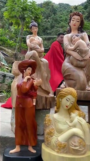 🌳 Amazing Wooden Mother & Child Sculptures 😍 Incredible Hand Carving Art