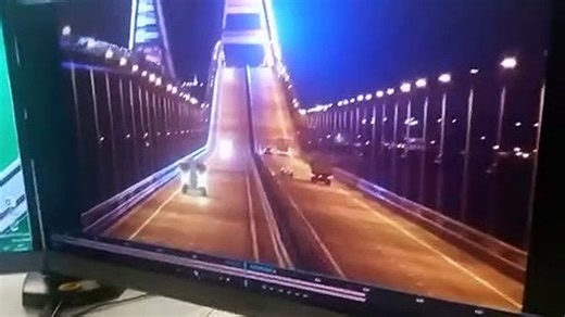 The moment of the explosion of the Crimean bridge