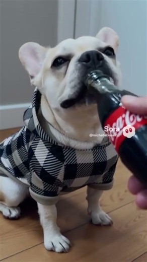 My Yorkie pup: My miles dog is quenching his taste with a bottle of Coca-Cola. #puppyvideos