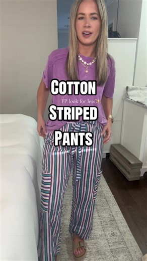 Stunning 100% Cotton Striped Pants - Perfect for Spring!