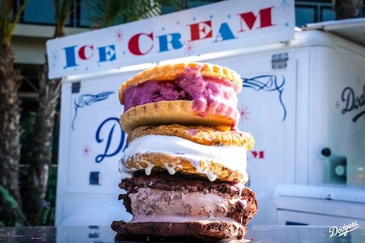 Dodger Stadium Food: Fire Trucks In Center Field Plaza Selling Ice Cream Sandwiches, Micheladas
