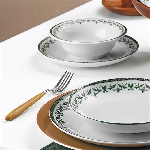 Green and White Modern Porcelain Dinnerware Set: Serving Bowls & Plates for 1-12 Person - Etsy