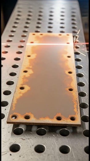 Laser Cleaning a Flat Metal Conveyor Belt Plate #lasercleaning #rustremoval #conveyorbelts