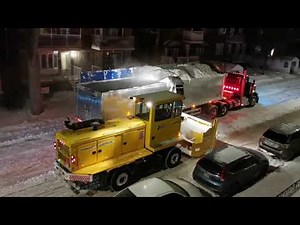 Larue 7060 & D65 - Montreal Snow Removal Operation - 2022-01-22 - With two passes [4K]
