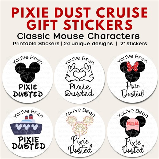 Pixie Dust Stickers Fish Extender Gifts | Disney Cruise Mouse Character Designs | 24 Designs | Instant Download | Edit in Canva - Etsy