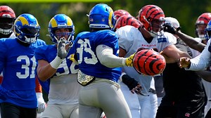 Aaron Donald swings helmet in brawl between Los Angeles Rams, Cincinnati Bengals
