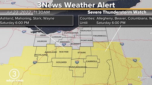Severe Thunderstorm  Watches and Warnings issued for several Northeast Ohio counties