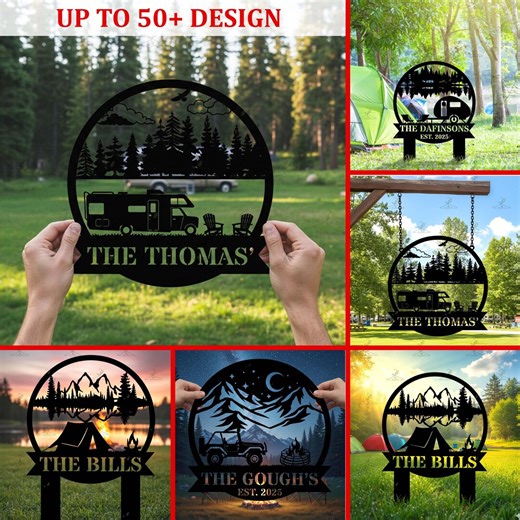 Custom RV Camping Metal Sign, Family Campground Wall Art With Custom Name - Etsy