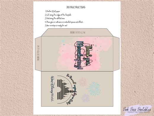 Mousekeeping Thank You Envelope Pink PDF Printable | Digital Download Pink Disney Tip Envelopes | Appreciation Tip Cash Envelope - Etsy
