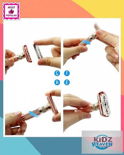 Rose gold Premium Adjustable Double Edge Safety Razor Kit - 8-Setting Precision Shave with Stand ...