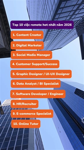 Top 10 công việc remote xu hướng trong năm 2026 #tiktokhuongnghiep #genz #trending #remotejob #dungnguoidungviec