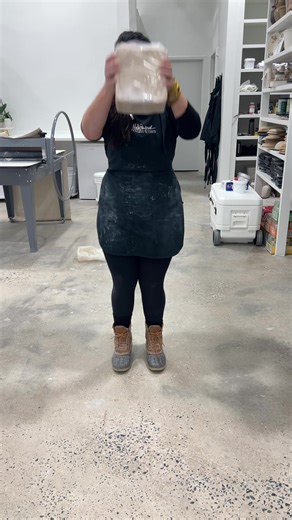 If you’ve ever opened a bag of clay and thought… why is this SO stiff?!? 😅 Here’s my go-to studio trick… I literally pick up the bag, slam it on the ground, rotate it, slam again, rotate, slam… until I’ve hit all sides. This helps wake up and loosen those clay particles without adding water. Our hand-building clay has been extra stiff lately, which is great for building strong forms, but sometimes it’s a little too stiff if you know what I mean 😆 This trick helps make it way more workable. And