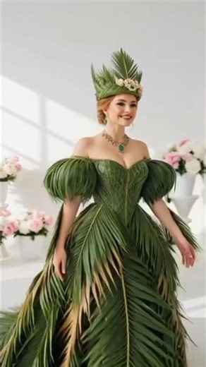 Weaving green coconut leaves into the dress of a Renaissance queen #shorts