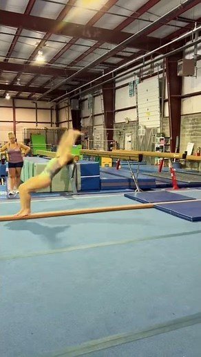 Back handspring Back layout step out progression #level9gymnast #collegerecruitment #athlete #beam