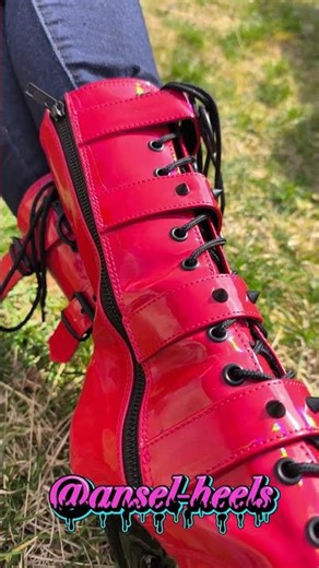 Red heels so tall I can barely walk #platformheels #heels #challenge