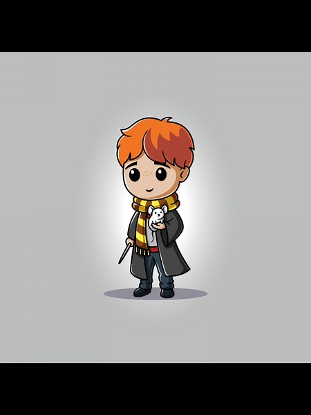 Ron Weasley Holding a Rat | Cute Cartoon Vector Illustration #ronweasley #harrypotter #rat #scabbers #wizard #hogwarts #magic #cartoon #vector #illustration #design #movie #fanart