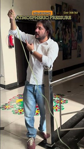 Measuring atmospheric pressure with water barometer|| #physics #fluids #physicsexperiment #barometer