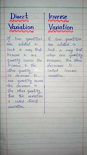 Direct Variation and Inverse Variation