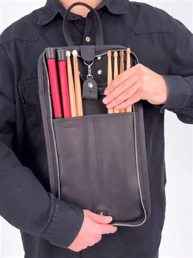 Stylish Crazy Horse Leather Drumstick Bag and Key Holder