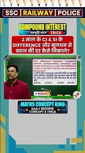 Maths Shortcut: 2 साल के CI और SI से Rate निकालो फटाफट | by #gaganpratapmaths #ssc #rrbntpc #qmb