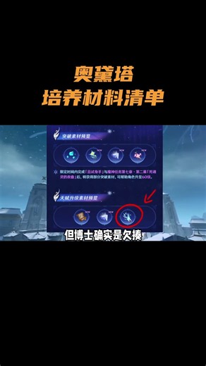 奥黛塔培养材料清单 #原神 #原神空月之歌