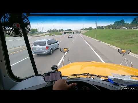 (Driver POV) Interstate Convoy Through Grand Rapids, MI in A 2024 IC CE School Bus W/ Cummins B6.7