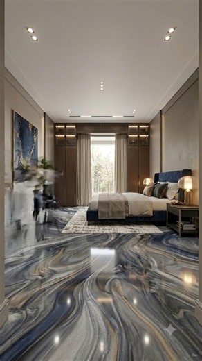 Bedroom Floor Transformation..💙| BLUE GREY COMBO | #aivideo #floortransformation #bedroom #trending