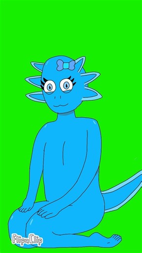 Fianne the wereaxolotl tail wag gif green screen