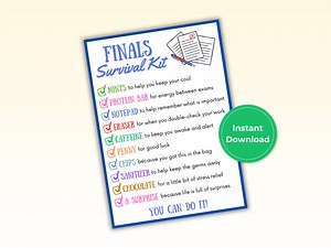 Finals Survival Kit Gift Tag, Finals Care Package, Exam Care Package, Exam Survival Kit, Finals Week Gift, Final Exams, College Finals - Etsy