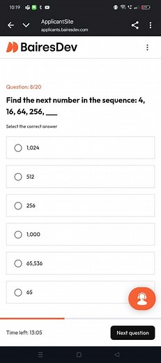 Find the next number in the sequence: 4, 16, 64, 256, __... | Filo
