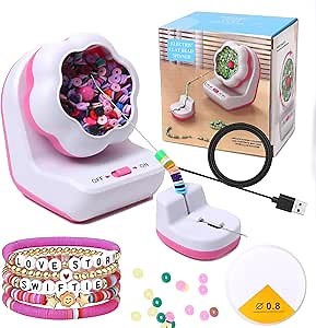 TAANGTHOSE Electric Clay Bead Spinner Kit - Automatic Bowl with 2 Needles and Thread for DIY Bracelets and Necklaces