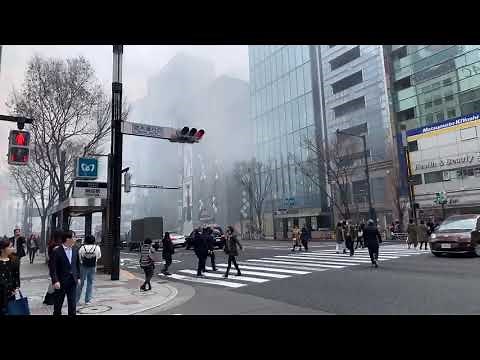 銀座 火事 ？煙 その瞬間を撮影しました