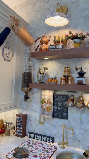 1.5M views · 31K reactions | #organizing My Coffee Corner with Cozy Autumn & Winter Decor | تنظيم ركن القهوة بديكورات خريفية شتوية محببة لقلبي | Marwa Elsiguiny | Facebook