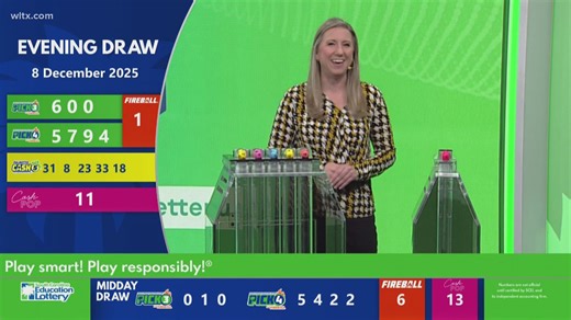 Evening SC winning lottery numbers for December 8, 2025