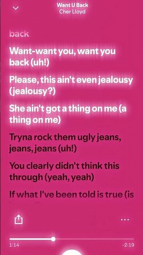 “Want U Back” - Cher Lloyd (official lyrics) #fyp #spotify #lyrics #audio #music #song #songlyrics
