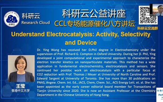20200711-香港中文大学王莹-Understand Electrocatalysis: Activity, Selectivity and Device