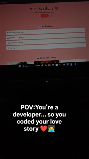 You’re a developer… so you coded your love story ❤️👨‍💻#coding #html #css#javascript #loveincode
