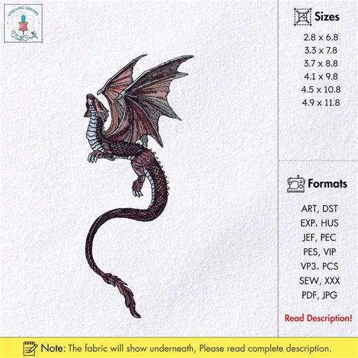 Flying Dragon Embroidery Design Mythical Creature Dragon Embroidery File Red Dragon Embroidery Pattern Fantasy Dragon File Instant Download - Etsy