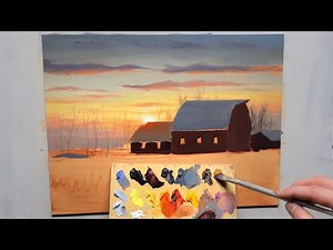 My Advice For Buildings - Real-time Oil Painting Study #04 - Red Barn at Sunset